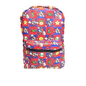 BOLSO SUPER MARIO COLASH CUADROS ROJO AZUL