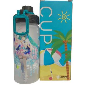 BOTELLA PLASTICA DE HATSUNE MIKU TRANSPARENTE TRANSPARENTE