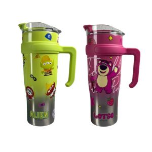 VASO TÉRMICO DE PERSONAJES VARIADOS VARIOS ESTILOS A ELEGIR BRILLANTE CON PLATEADO